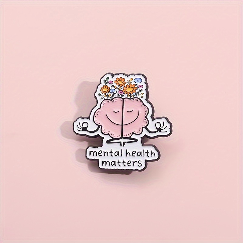 

1pc Mental Health Matters Brain Pin Brooch - Alloy Gothic Style Daily Wear Accessory Without Plating For All Seasons