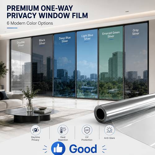 item picture static cling film reflective surface daytime privacy with glare control heat reduction corporate offices retail stores