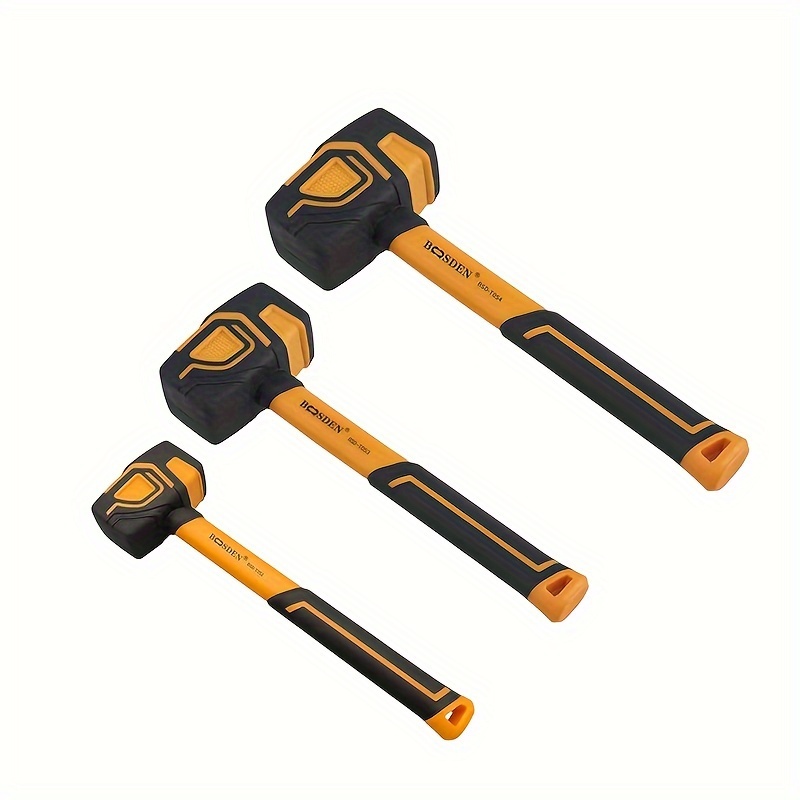 TEMU Rubber Mallet Set, 3-pack Rubber Mallet Hammer 10oz 20oz And 36oz, Rubber Hammer With Hook, Mallet Hammer With Solid Head & Ergonomic Grip