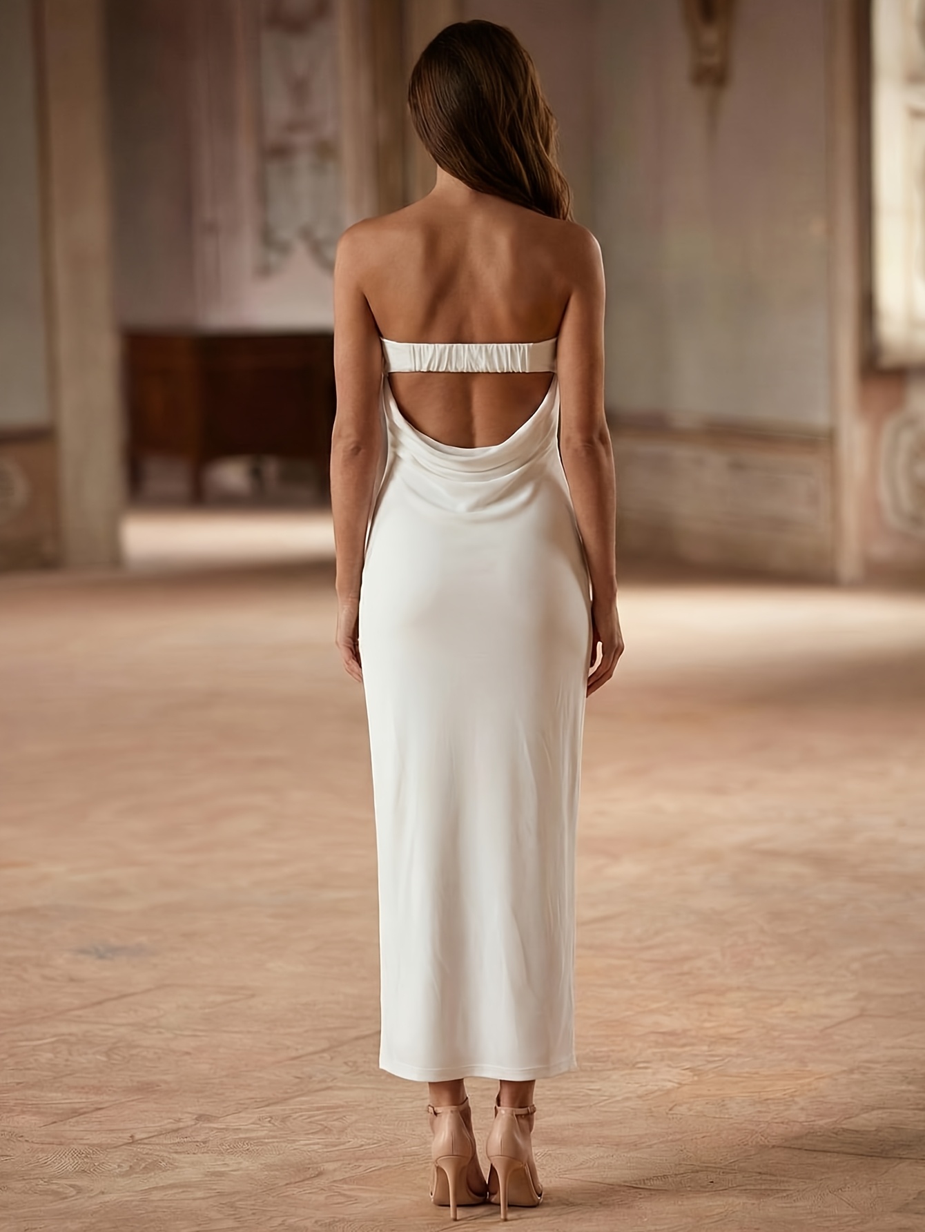 sleeveless backless long tube dress formal evening