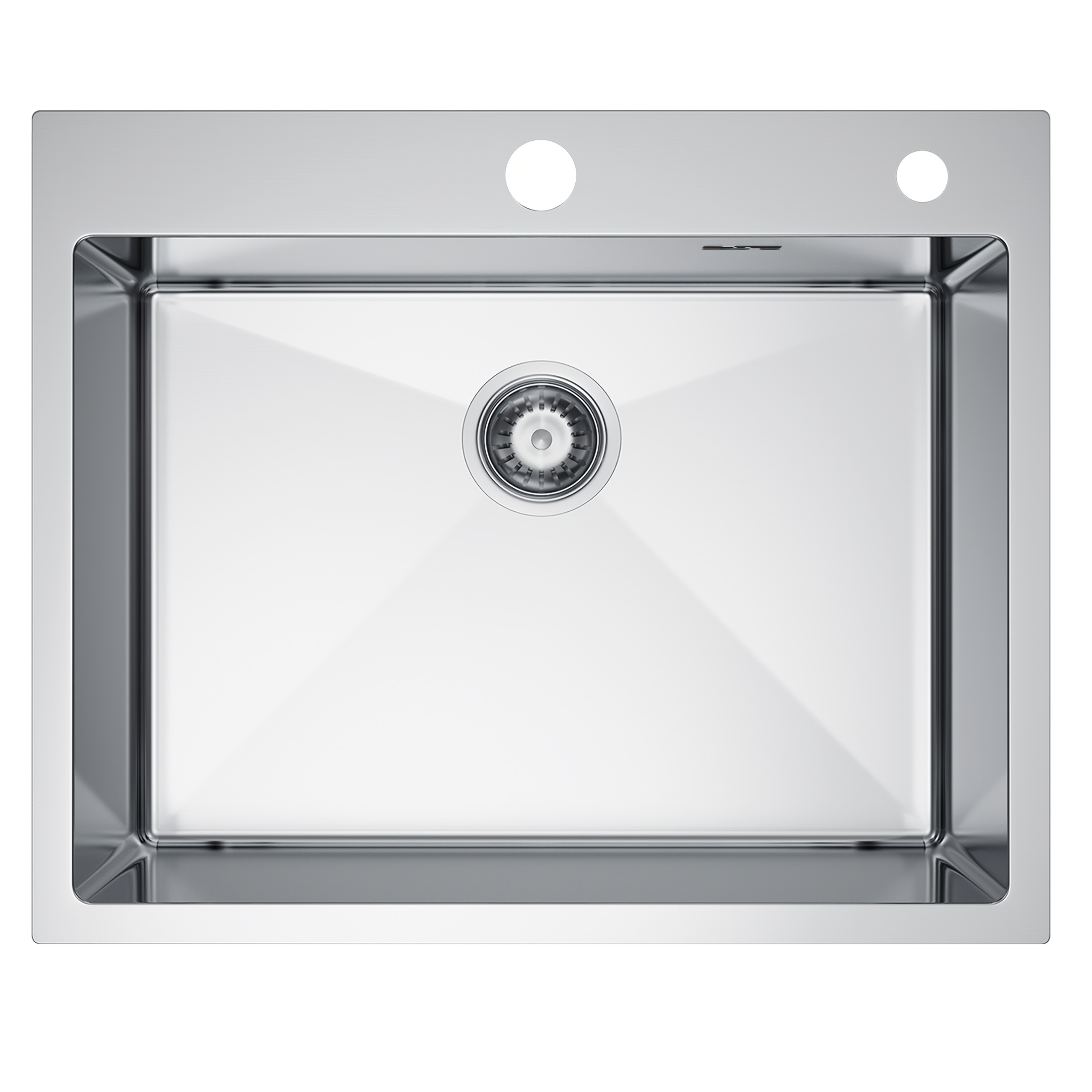 Image of A Stainless Steel Kitchen Basin Measuring 55x45cm, Made From Stainless Steel, Suitable For Everyday Home Use And With A Drain Assembly, Featuring A Spacious Single Bowl