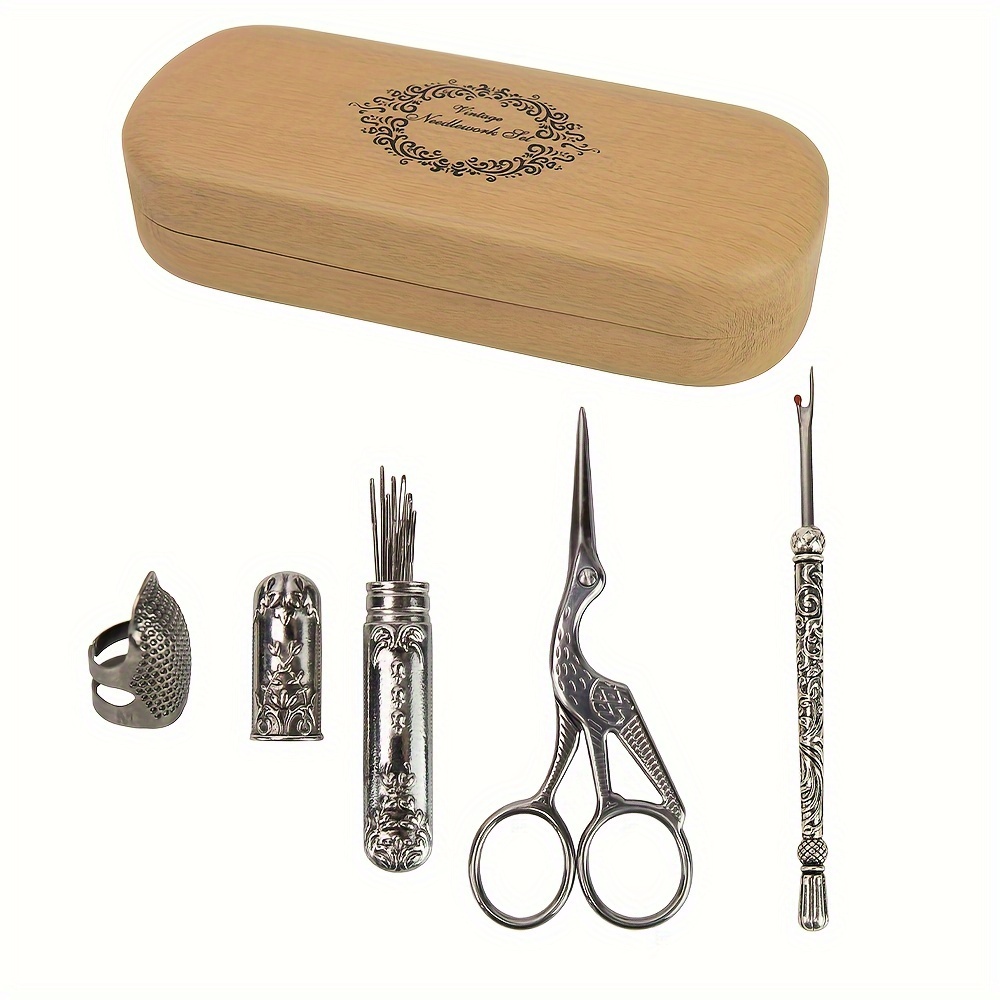 Embroidery Needles and Scissors Sewing Tools Storage Box