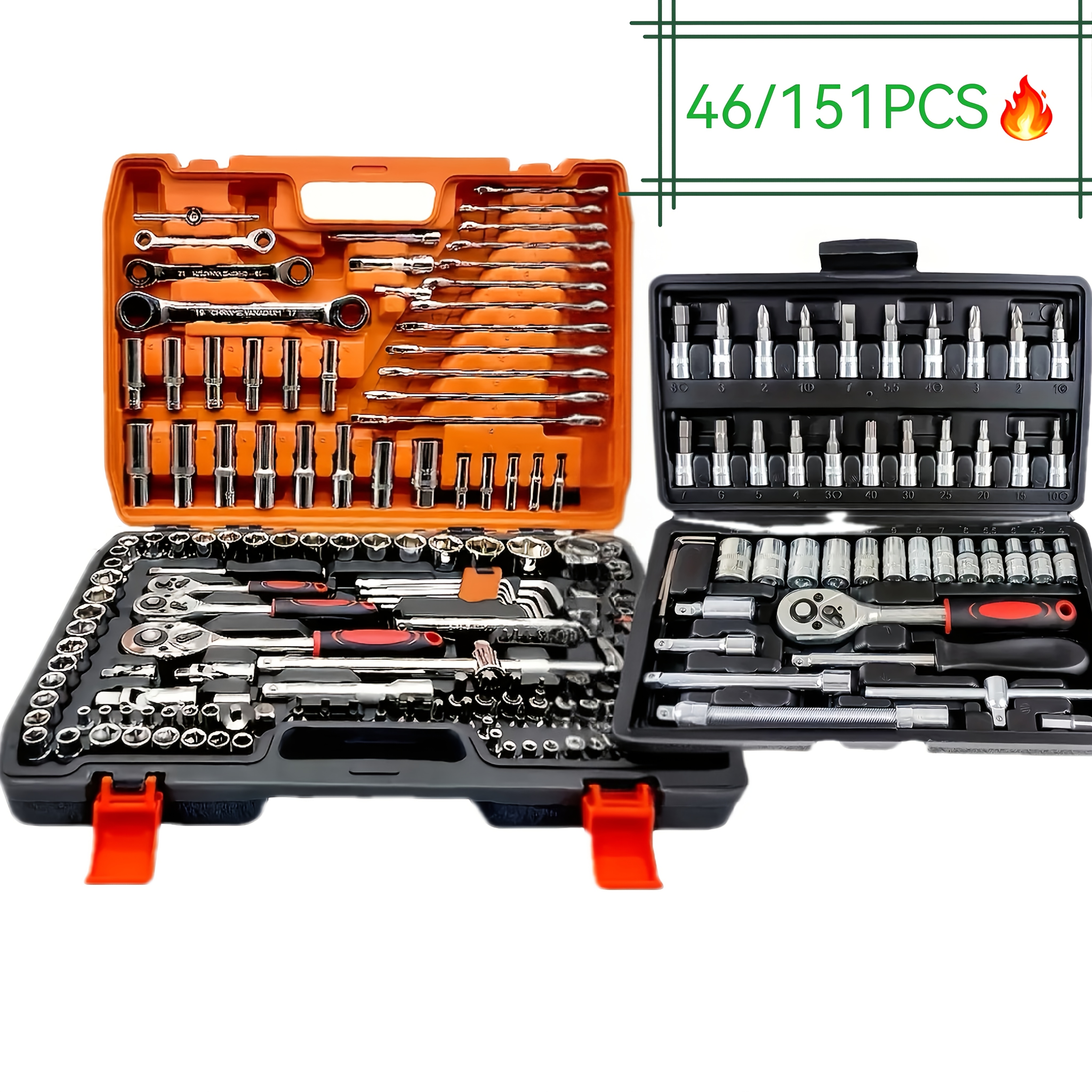 

151pcs/46pcs Professional Automotive Set - High-quality Tool Kits For Car, Bicycle, And Motorcycle Care - Compact, Portable, And Solution Featuring Ratchet Wrench And Screwdrivers, Without Battery