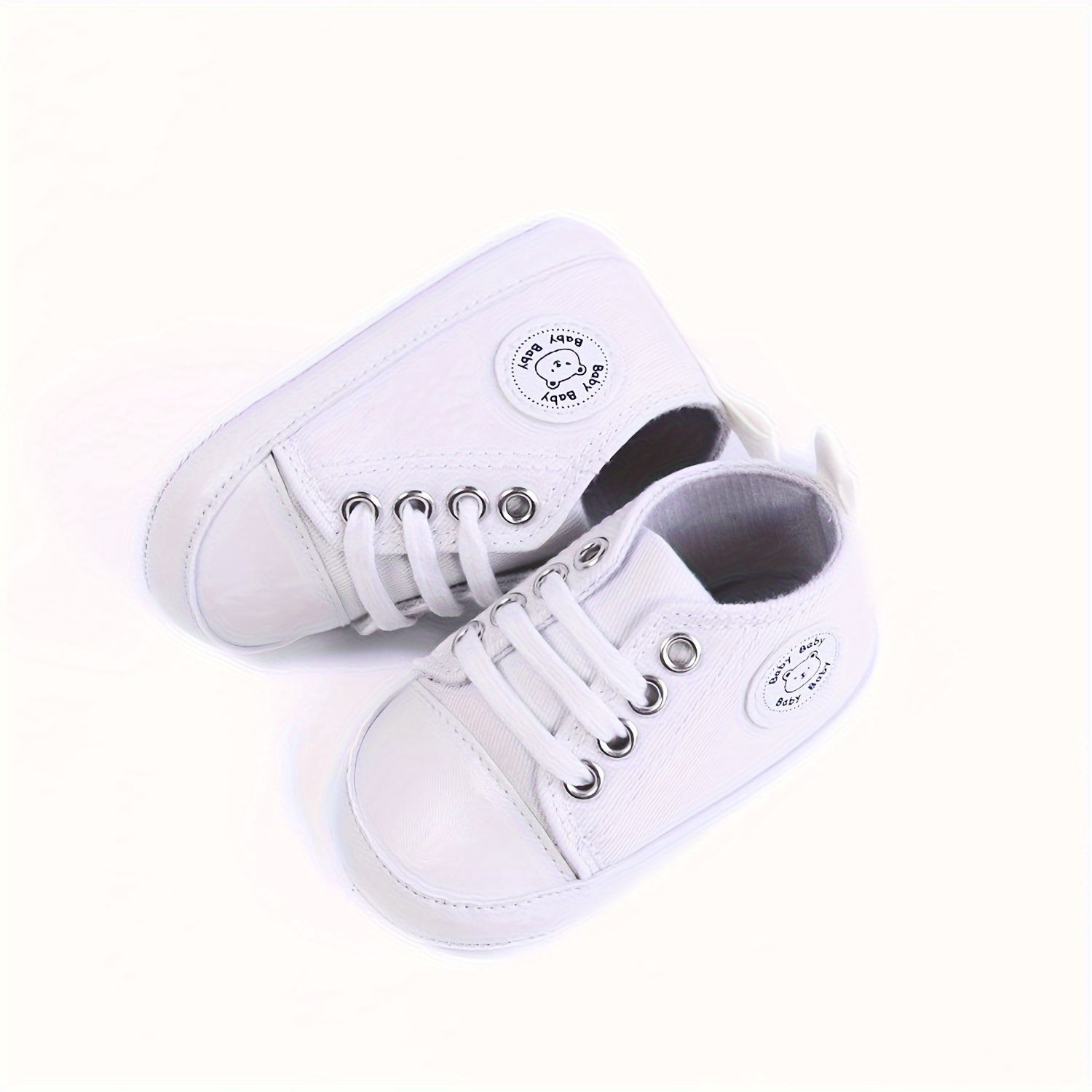 RABEISIR Baby ' Toddler Walking Shoes - Soft Canvas Sneakers with EVA Cushion, Adjustable Lace-Up Low-Top Design, 4-Color Options (White/Pink/Black/Red) for All-Season Casual & Party Wear, Party Toddler Sneakers | Classic Sneaker Design | EVA Cushioned Sole, Toddler Shoes, RABEISIR