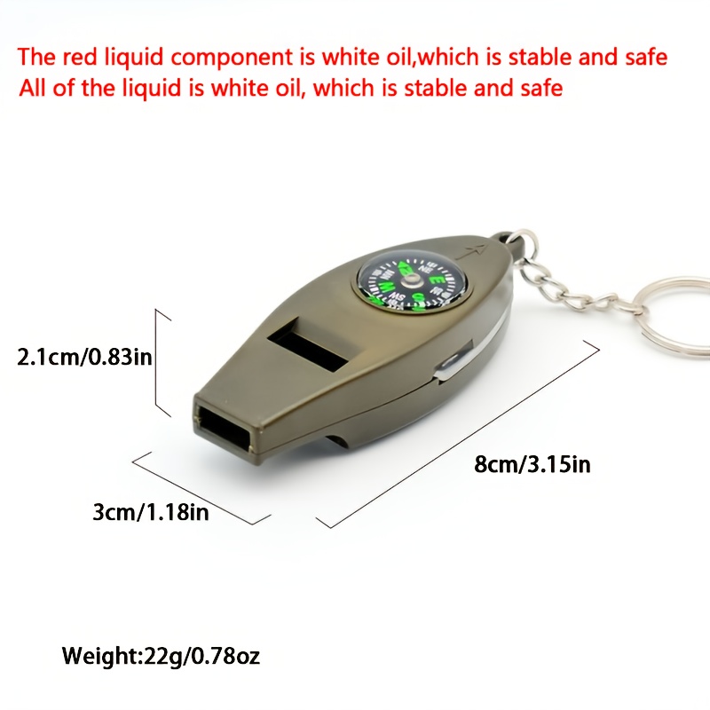 ' Survival Emergency Multi- With Compass, Thermometer, Magnifier, Whistle & Keychain - Portable Outdoor Gear For Camping, Hiking, Climbing, Off-road - Compact -in- Device For Navigation & Weather
