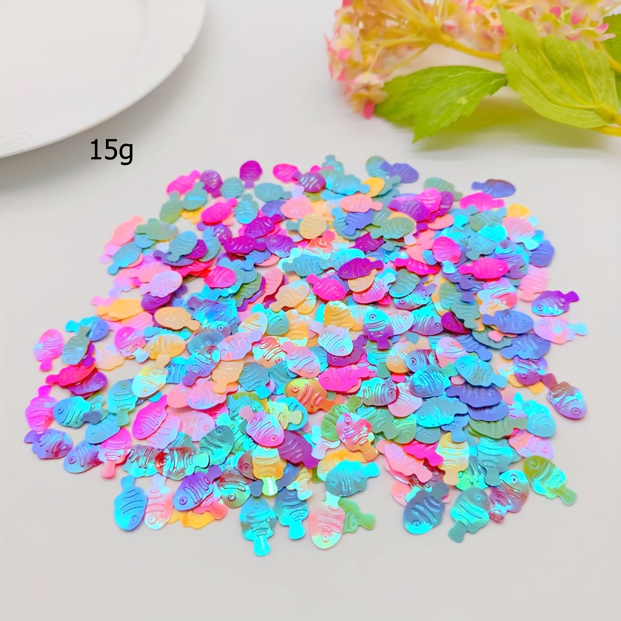 15g Of Colorful Confetti In Fish Shapes Made Of Pvc, Suitable For Summer-themed Decorations And Craft Additions