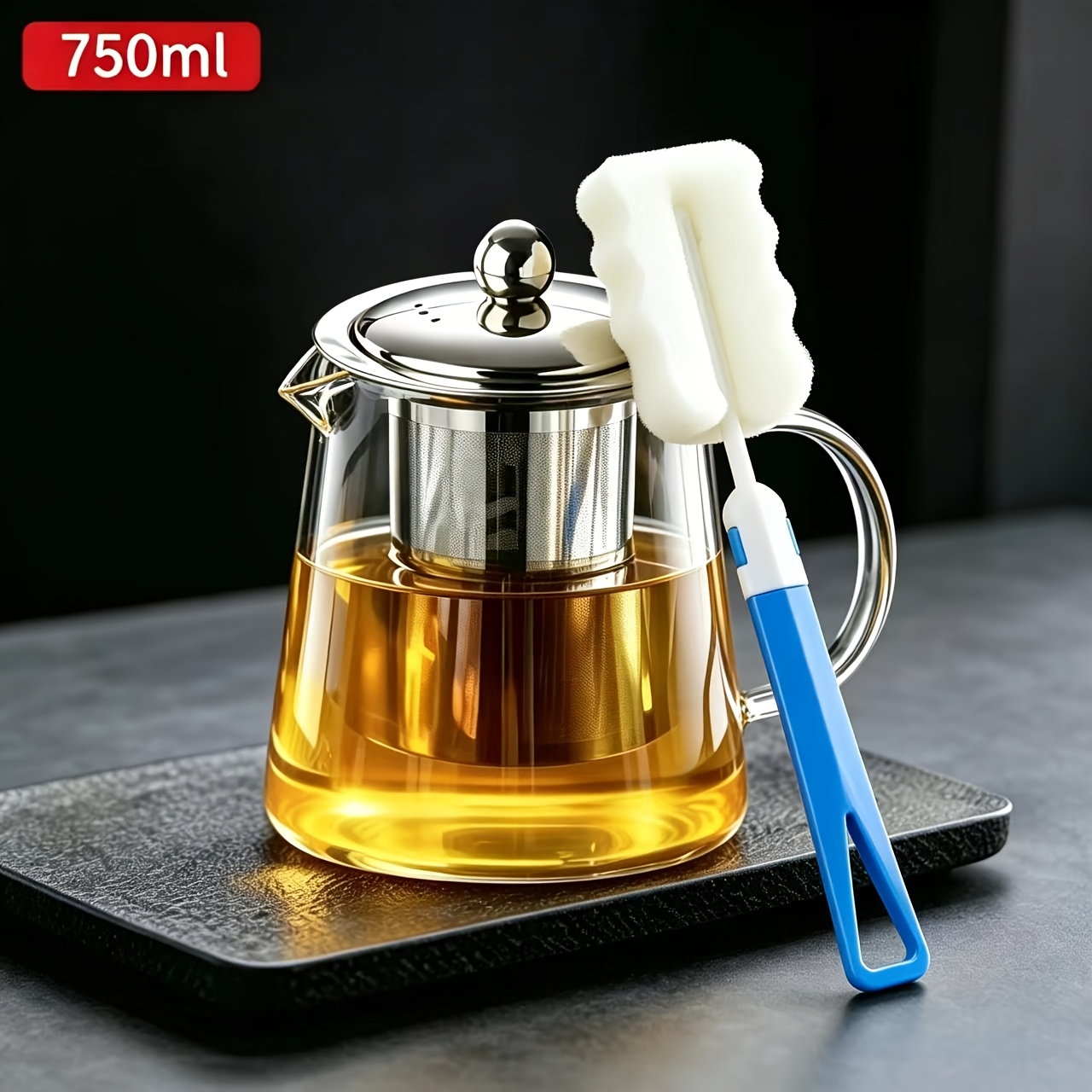 TEMU High Borosilicate Glass Teapot, Heat-resistant Clear Tea Pot With Removable Stainless Steel Infuser, Large Opening Easy-to-clean Teapot With