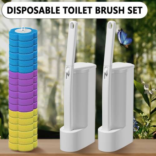 disposable toilet brush toilet bowl cleaner toilet cleaning supplies toilet brush with holder 18 refills for deep cleaning and hygienic bathroom maintenance