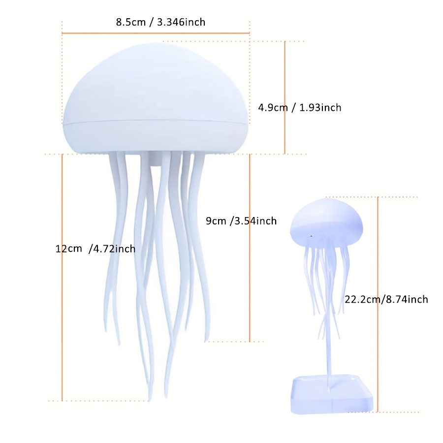 rechargeable smart led jellyfish night light rgb gradient adjustable color changing voice controlled usb powered table lamp for bedroom and living room decor details 1