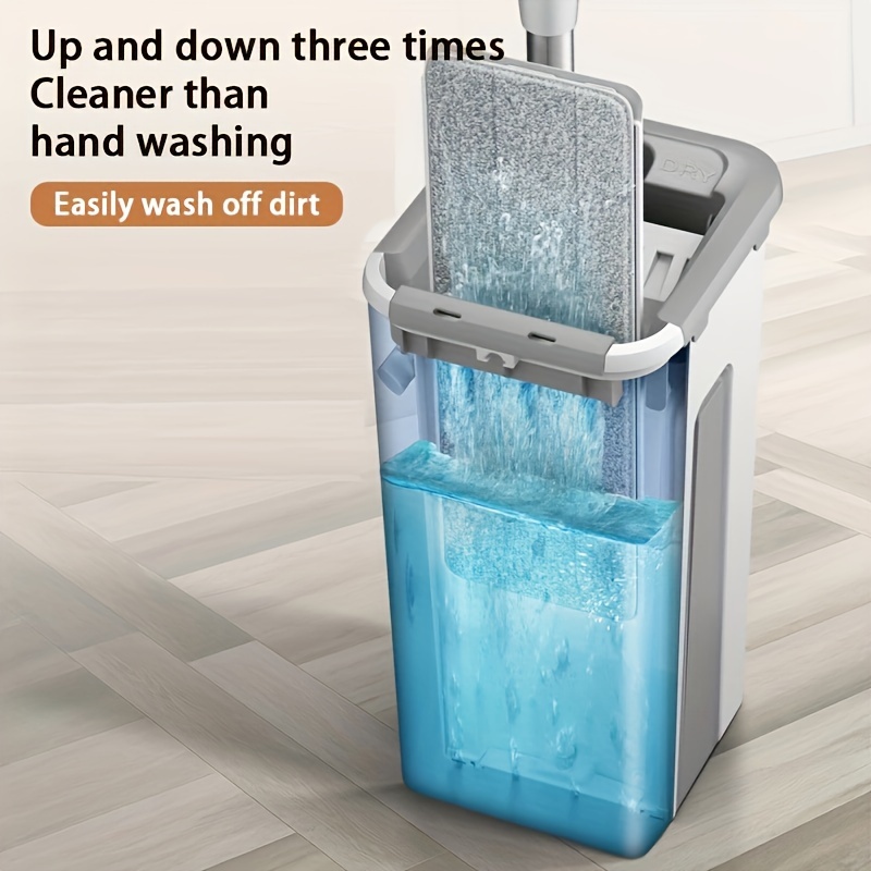 1 set microfiber mop and bucket with wringer hands free washing system wet and dry floor cleaning dust removal for hardwood laminate tile wood floors home cleaning tool Product details 3