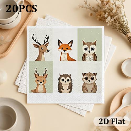 item picture 20pcs 6 5x6 5 inch paper with deer fox owl squirrel hedgehog and suitable for weddings birthdays family and