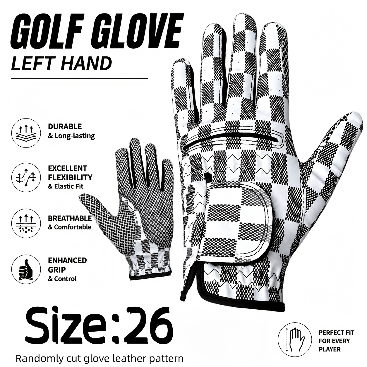 TEMU Professional Golf Gloves Anti-slip Golf Gloves Men's Left-hand Golf Glove, 1pc Advanced Training Golf Durable Gloves Of The Gloves Is Cut