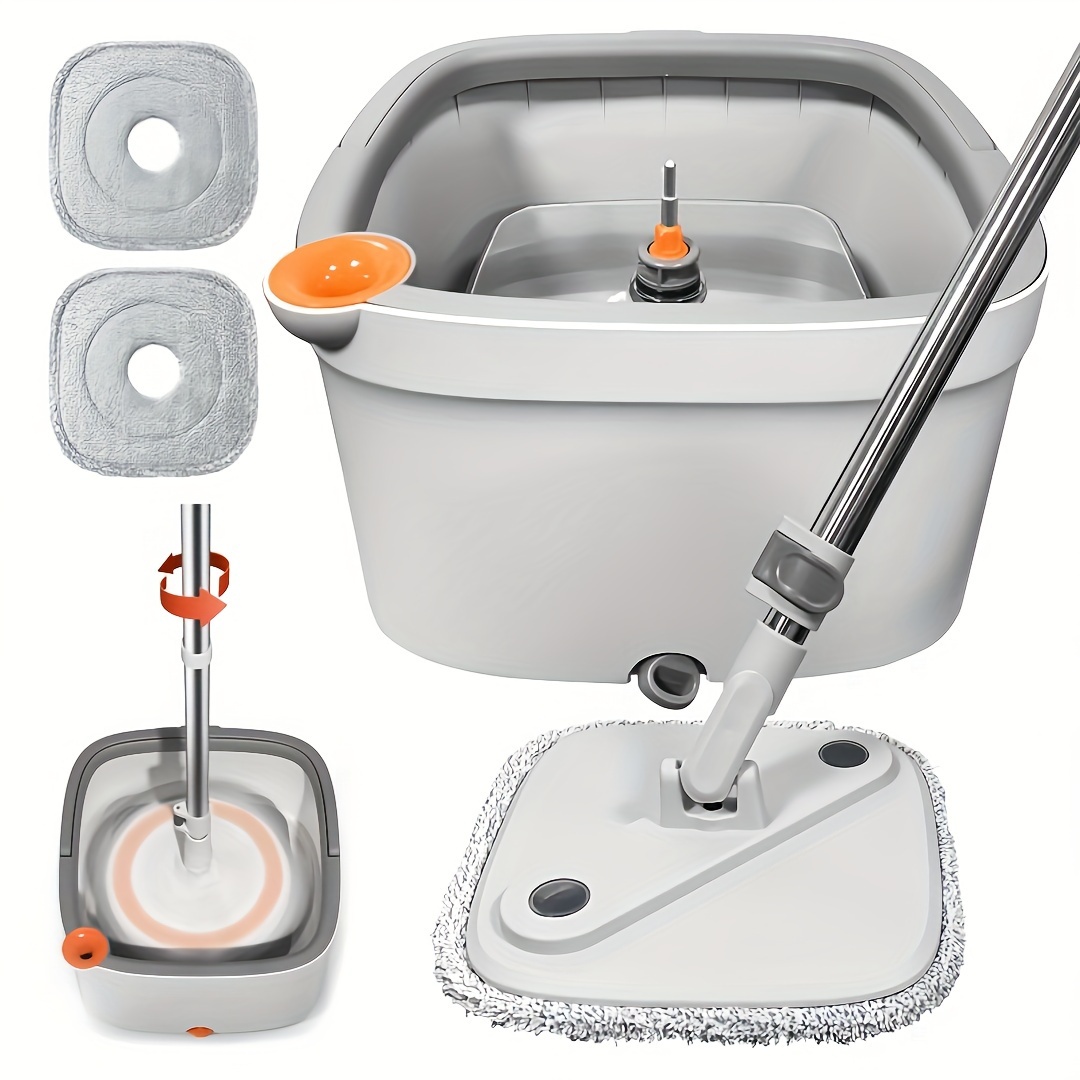 

Spin Square Mop M16 Square Spin Mop And Bucket Set, With Dirty/clean Water Separation System, Self Rotating Mop-head For Hardwood Tile Marble Floors (2 Pads)