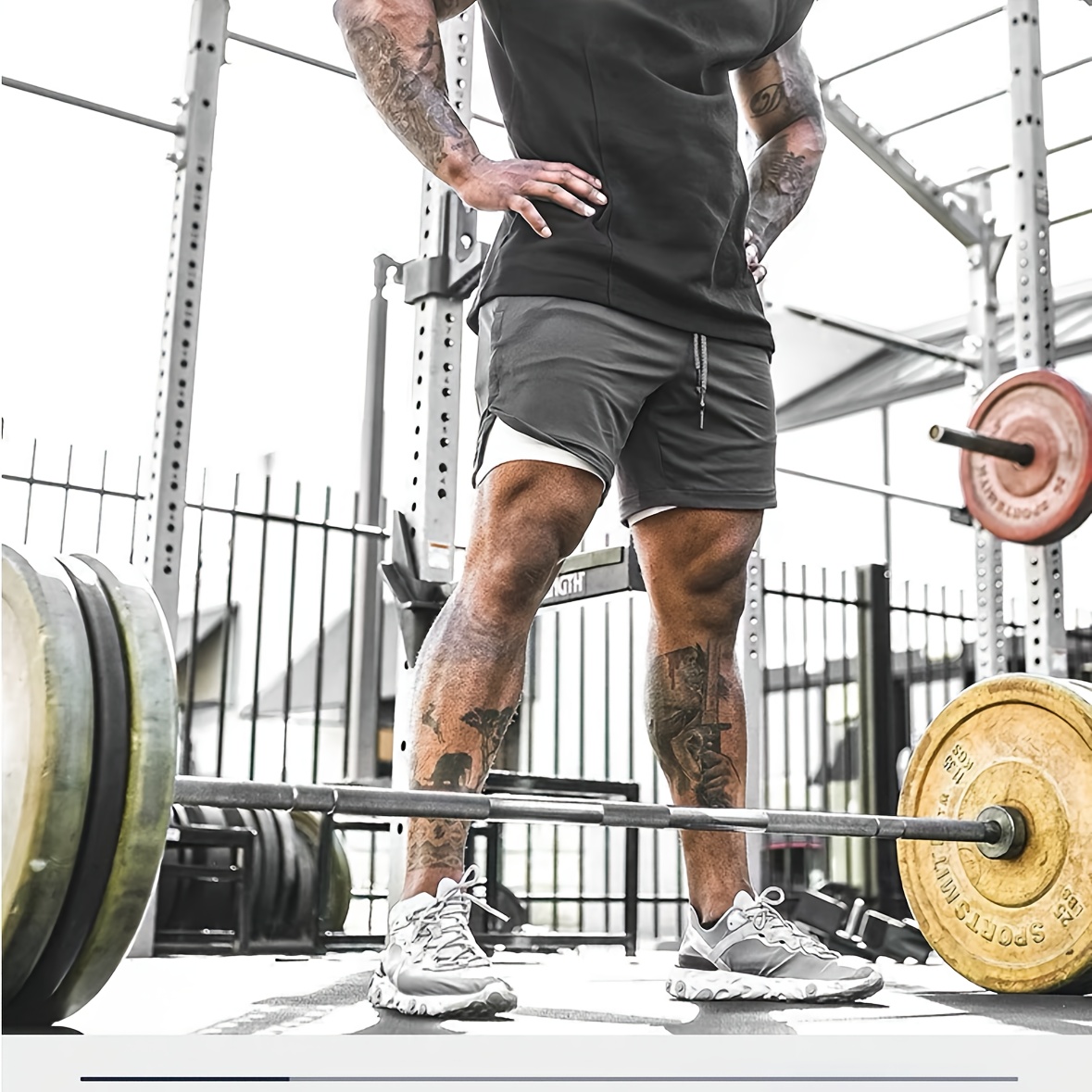 calções de fitness respiráveis de 2 camadas para homem - secagem rápida, amigáveis com a pele, cintura com  , calções de treino desportivo de verão com bolso com estampa de  , confortáveis para correr e ginásio, calções de ginásio | calções com estampa de   | tecido de secagem rápida detalhes 6