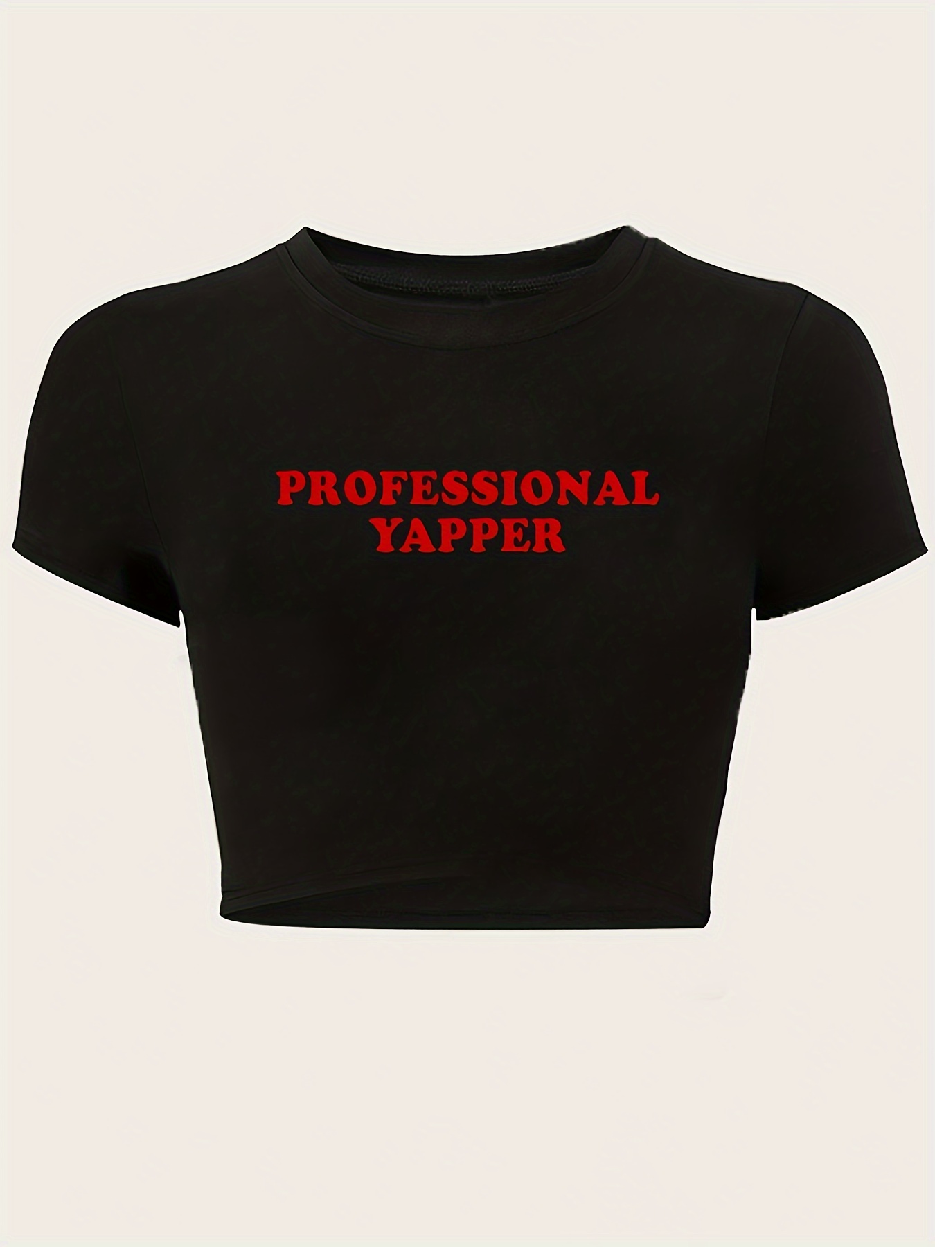 Letter Print Crew Neck T-Shirt Casual Short Sleeve T-Shirt For Spring & Summer Women's Clothing