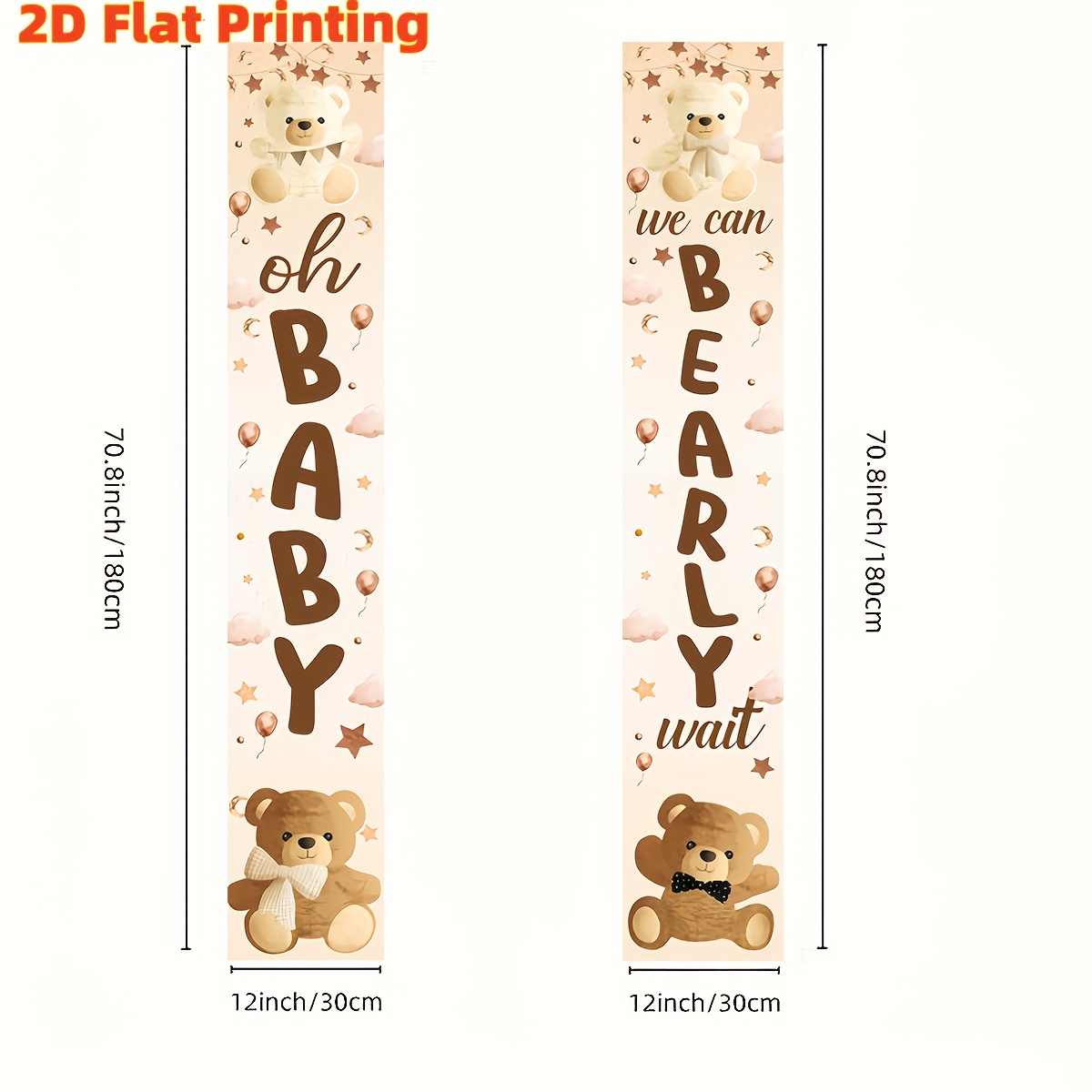 TEMU 1pair 2d Decorations, For Bear Shower Porch Sign For Bear Gender Reveal Banner Decorations Teddy For Bear Welcome Door Sign For Bear Photo Props