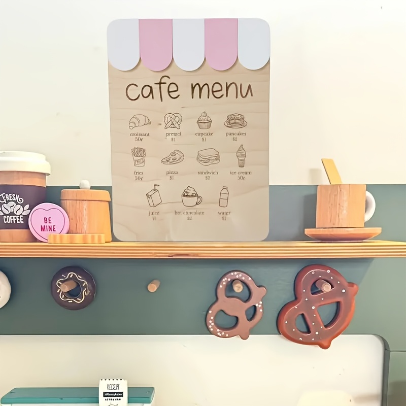 Kaffeebar-Schild Aus Holz – Deko Für Zuhause Oder Die Kaffeestation Mit Schwarz-weißem Design & Eisenständer
