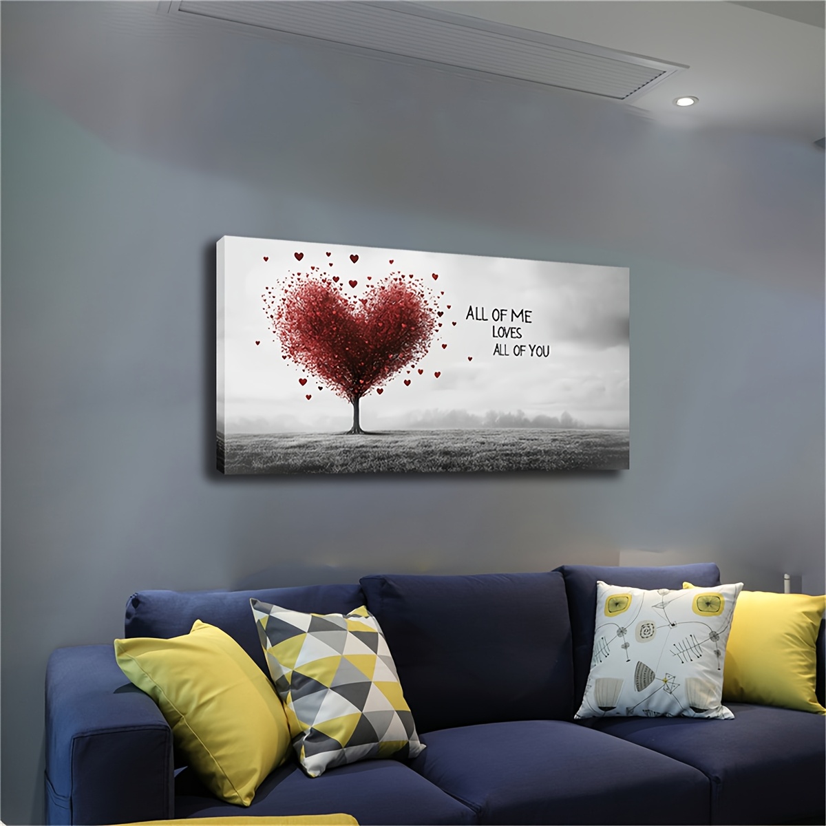 TEMU astratto in olio 2D, grande, con un albero a forma di cuore che rappresenta l'amore e la tolleranza delle persone, per decorare soggiorni o