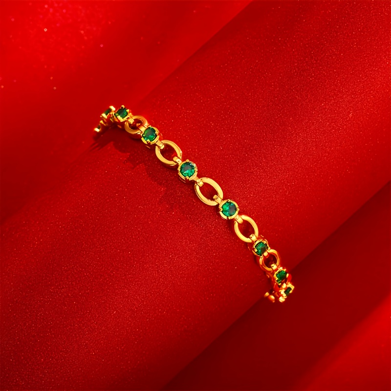 Image of 925 Silver, Women's Bracelet Inlaid With Green Moissanite, Skin-friendly And Non-irritating, Fashionable And Elegant, Versatile, Christmas, Valentine's Day, Mother's Day Gift Box