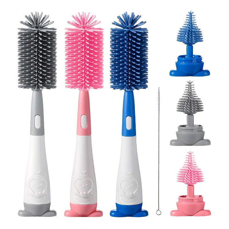

Penguin Silicone Bottle Brush Set, Pacifier & Straw Brush, Bottles Cup Cleaner, Bottle Cleaning Brush Set