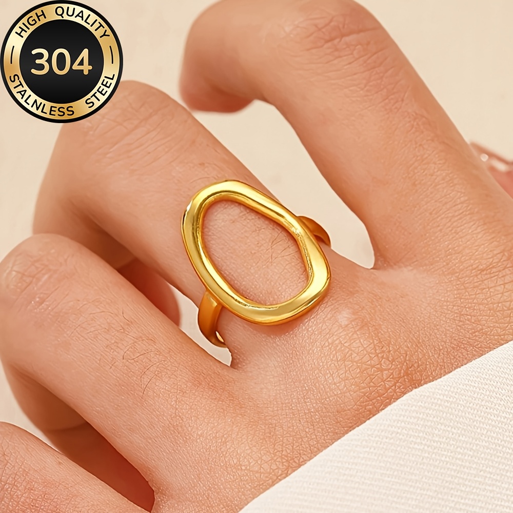 TEMU High-quality Hypoallergenic Stainless Steel Adjustable , Fade-resistant, Simple And Elegant, A Stylish Women's Ring Suitable For Daily Wear Or