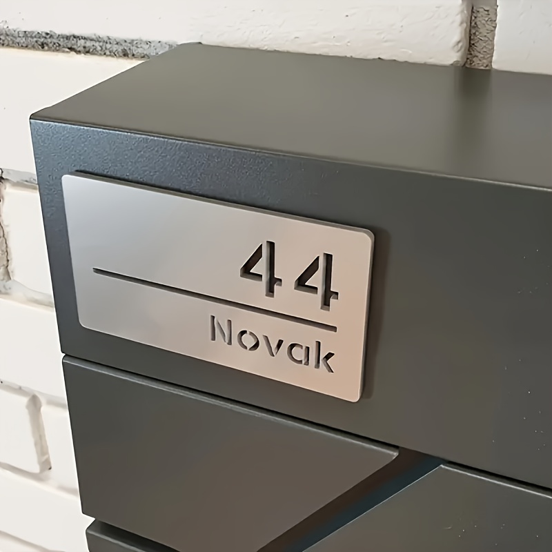 E-shop 2D-flach, personalisiertes 2D--Schild, Hausnummer & Briefkasten-Dekoration – Modernes minimalistisches Design – Strapziges Acryl-Material,