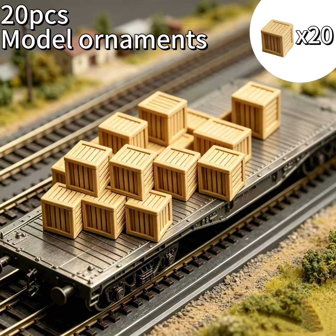 TEMU 20pcs Miniature Simulation Box Ornaments, Suitable For Model House Scene Decoration, Used For Railroad Yard, Farm Warehouse And Multi-scene