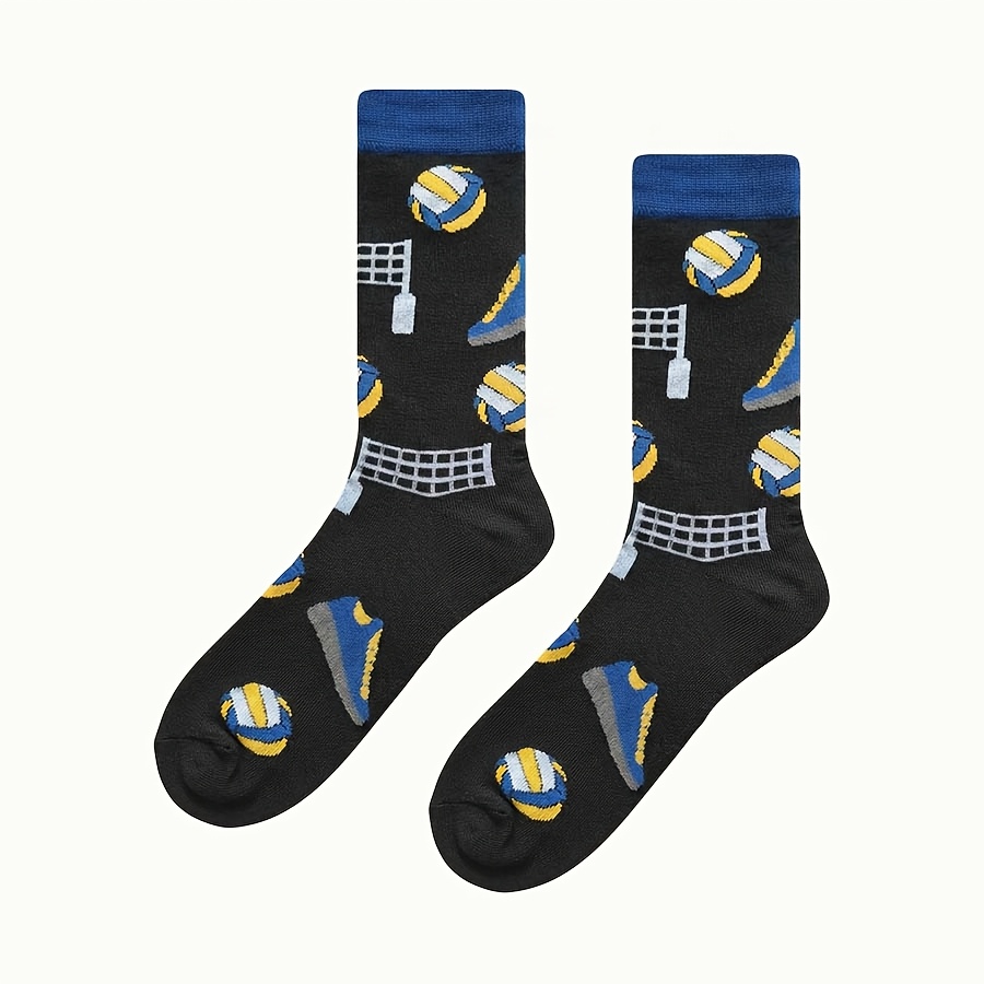 TEMU 1 Pair Volleyball-themed Mid-tube Socks, Unisex Mid-tube Socks, Sports Elements, , Full Of Competitiveness, Soft And Skin-friendly, Suitable For