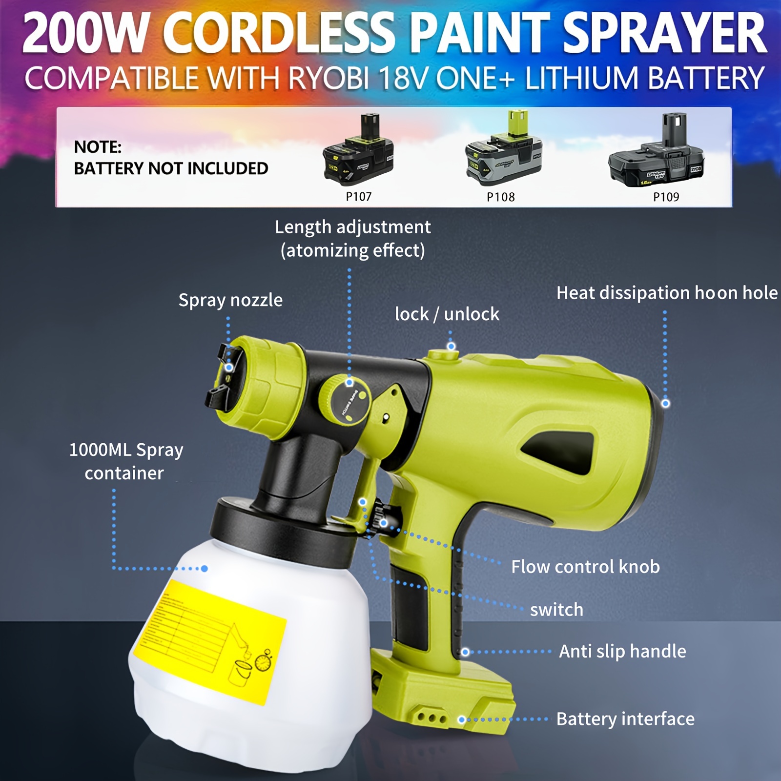 paint sprayer 18v battery hvlp spray paint gun Temu