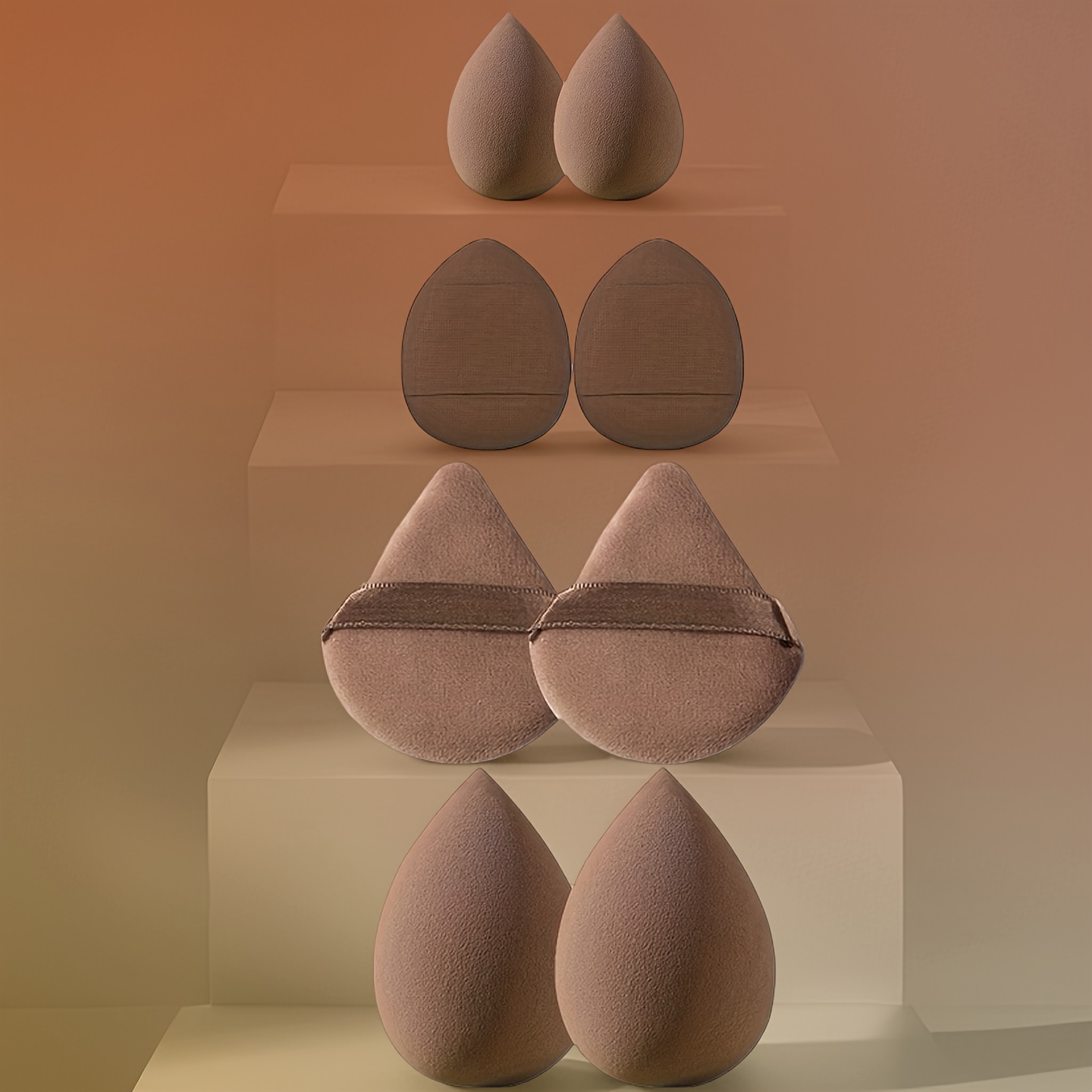 TEMU Juego de 8 Esponjas de Maquillaje que 2 Esponjas de Maquillaje de , 2 Esponjas de Maquillaje Triangulares, 2 Esponjas de Maquillaje Mini y 2