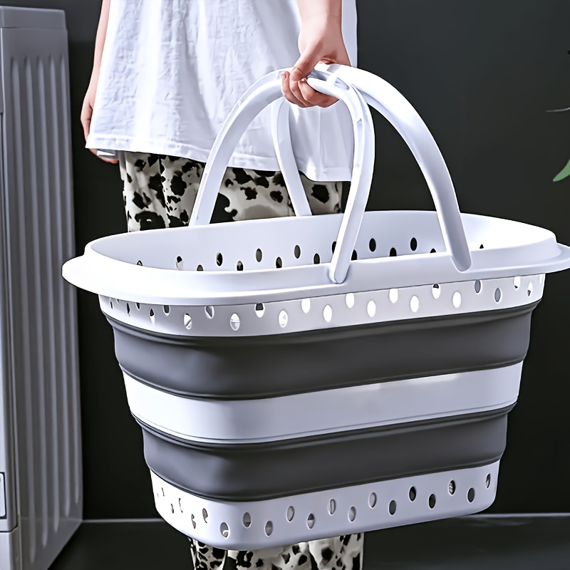 collapsible 60l laundry basket handles foldable plastic - Temu