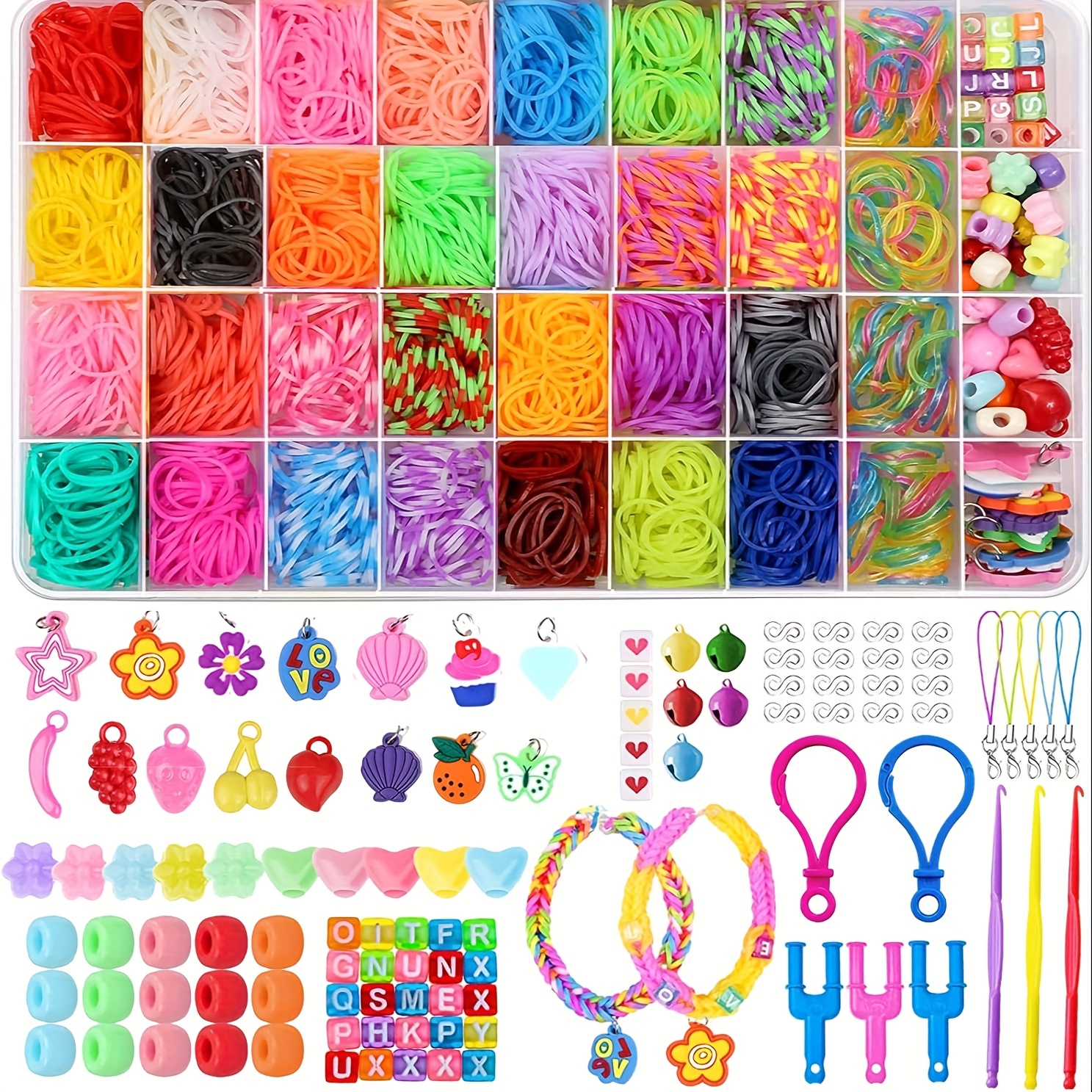 TEMU 36 Grids Colorful Braided Rubber Band Diy Weaving Set Handmade Material Package Bracelet Rubber Band Holiday Gift Box
