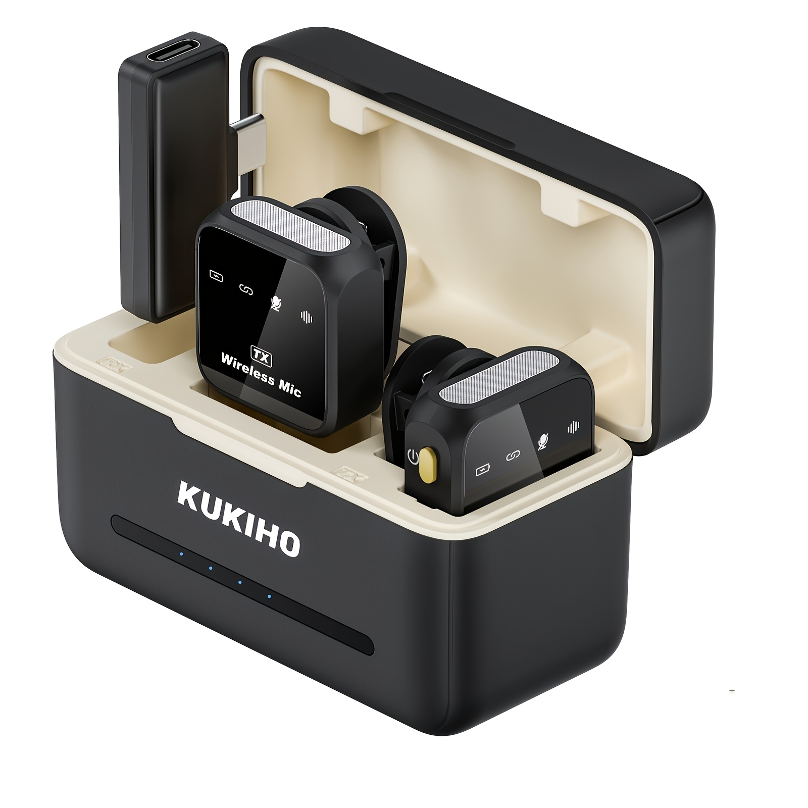 TEMU Microphone Lavalier Fil pour Iphone Ipad avec Étui de Charge, de Batterie de 80H, Suppression du Bruit, Portée de 164Ft, Micro Cravate à