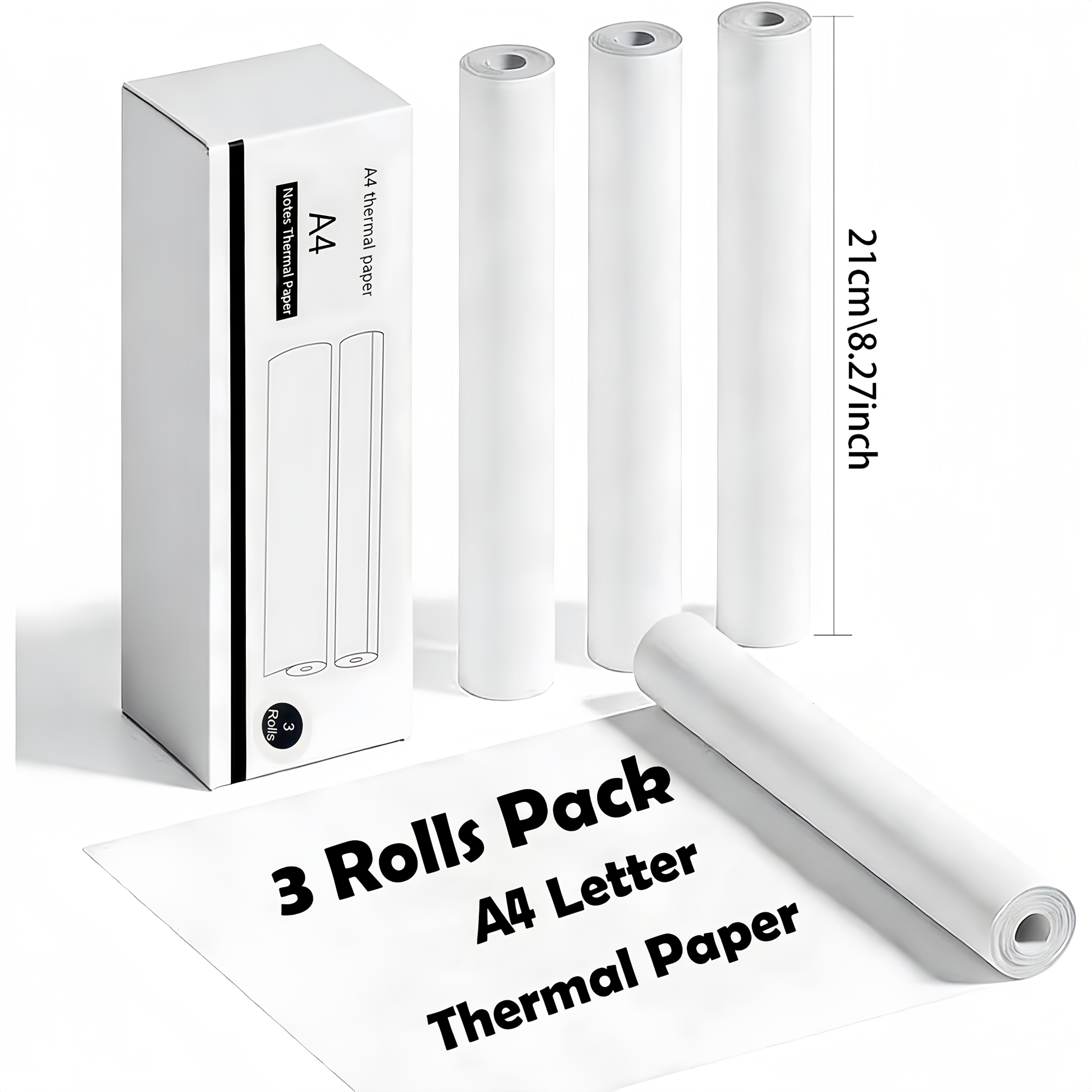TEMU A4 Thermal Printer Paper, 3/6 Roll A4 Width Paper, For Portable Printer, Quick Dry Long Time Storage Continuous Paper Roll Thermal Paper