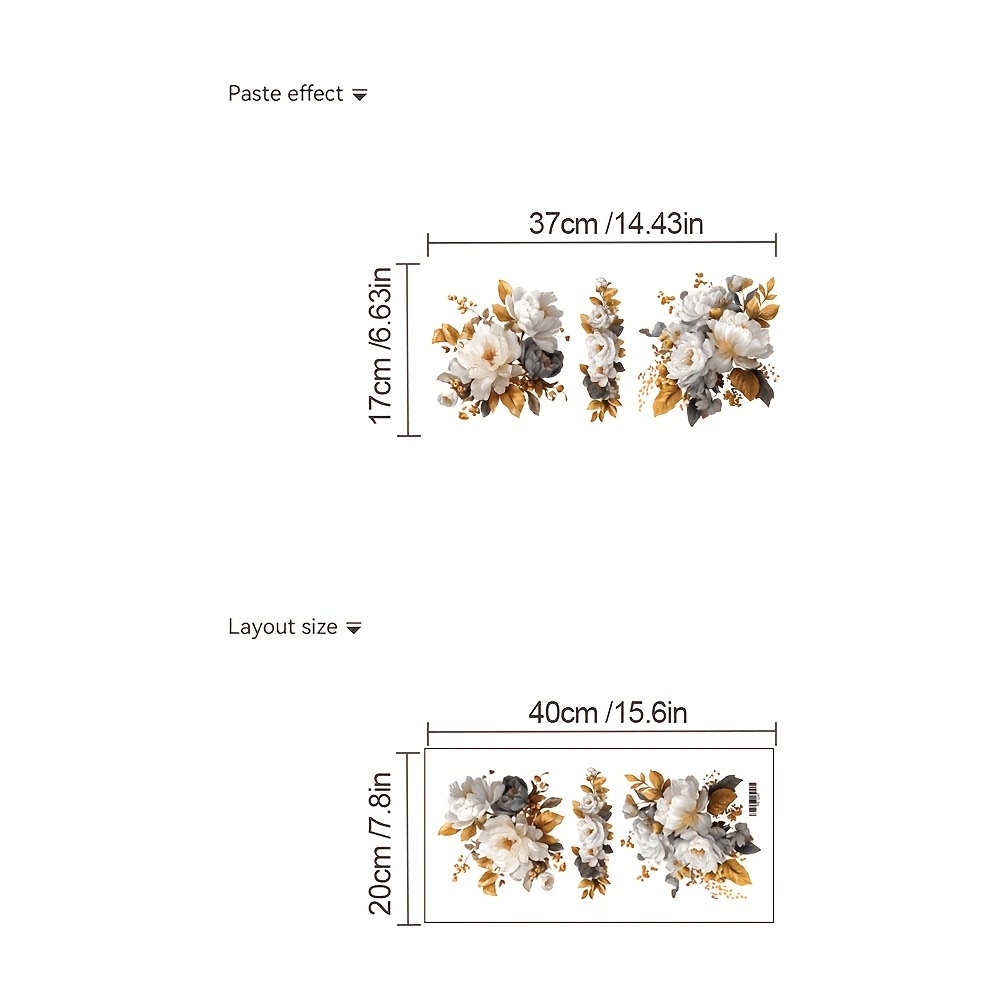 TEMU 2d Flat, Light Luxury Golden And White Peony Toilet Sticker, Self-adhesive, No Residue, Bathroom Decorative Sticker, 2d Flat Decorative Sticker,