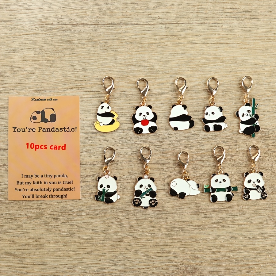 TEMU 10pcs Cute Panda Keychain Set With "you're !" Card - Small Pocket Hug Token, Alloy, Birthdays & Isolation Gifts, Ideal For , Isolation Gift |