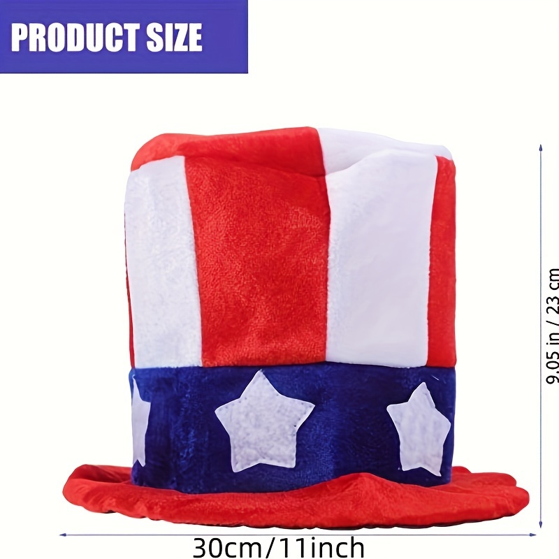 1pc   hat top hat american flag costume patriotic accessories forth of july supplies independence day decor theme party supplies details 2
