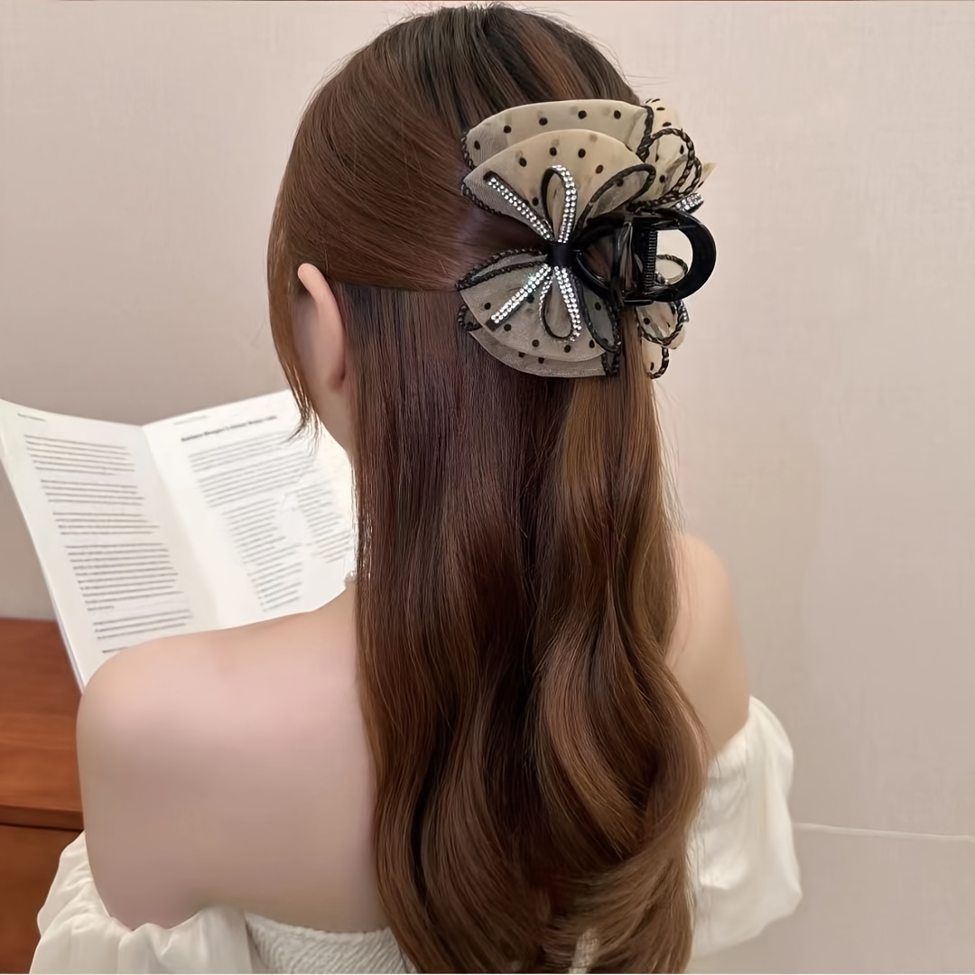3個セット】メッシュ リボン ヘアクリップ | temu Temu Japan