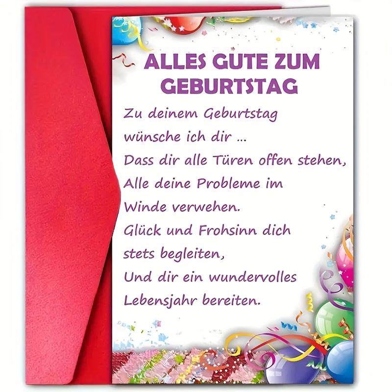 A Meaningful German Birthday Card With An Envelope, Suitable For , , , Daughters, Fathers, Mothers, And , Perfect For Birthdays, Holidays