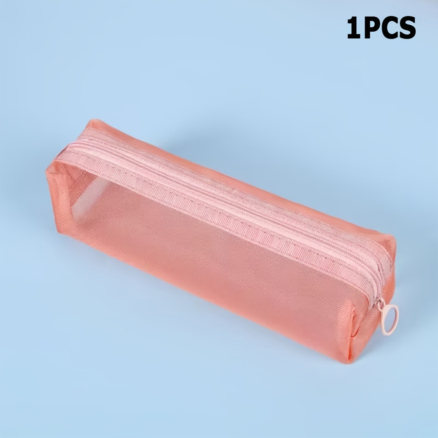 TEMU Borsa per pennelli da trucco in rete , bellissima borsa portaoggetti con cerniera in nylon, borsa portaoggetti cosmetici portatile multicolore,