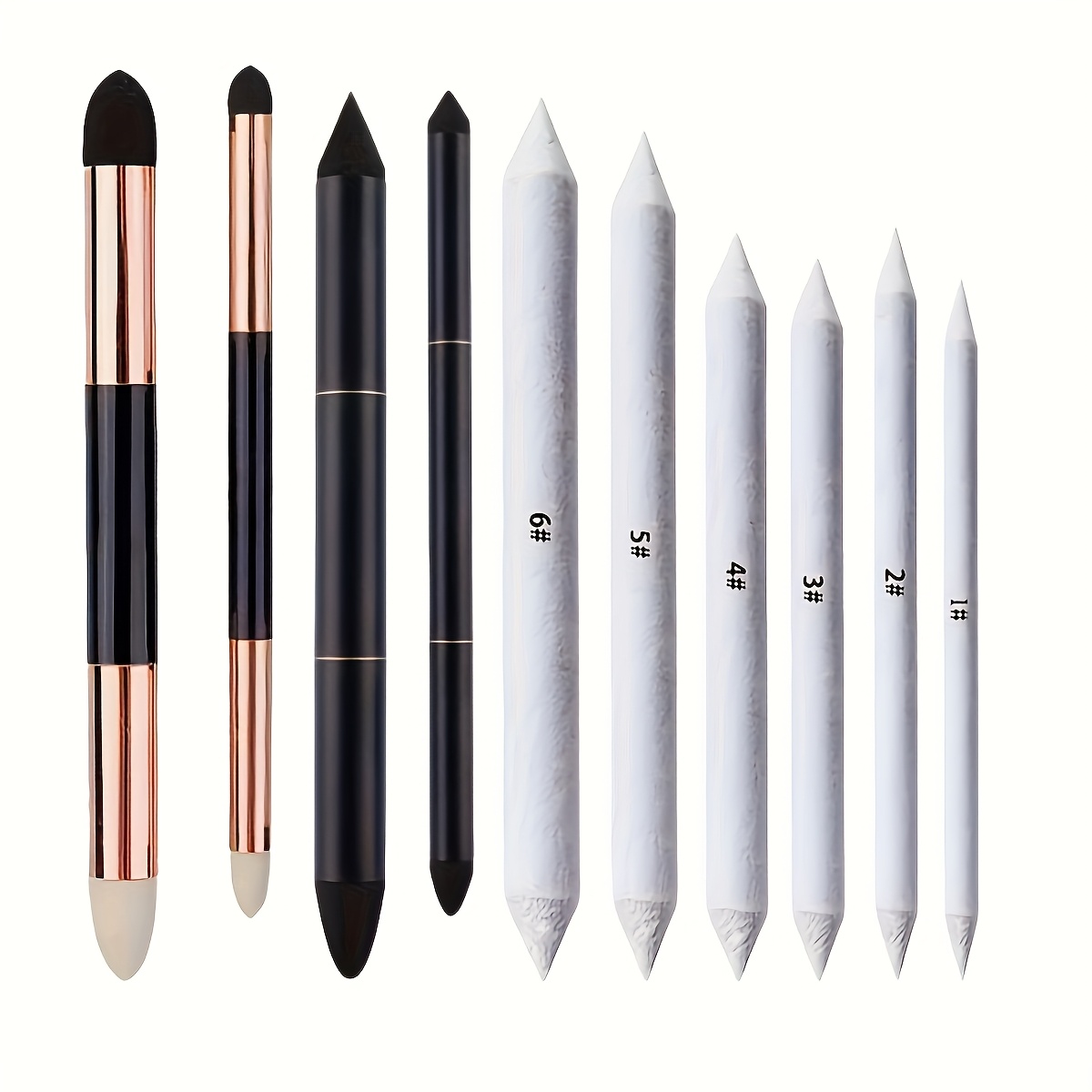 TEMU 10pcs Sketching And Painting Detail Blending Sponge Brush Set, Art Blending Sponge Brushes, Highlighting Art Blending Brushes, Gray Surface