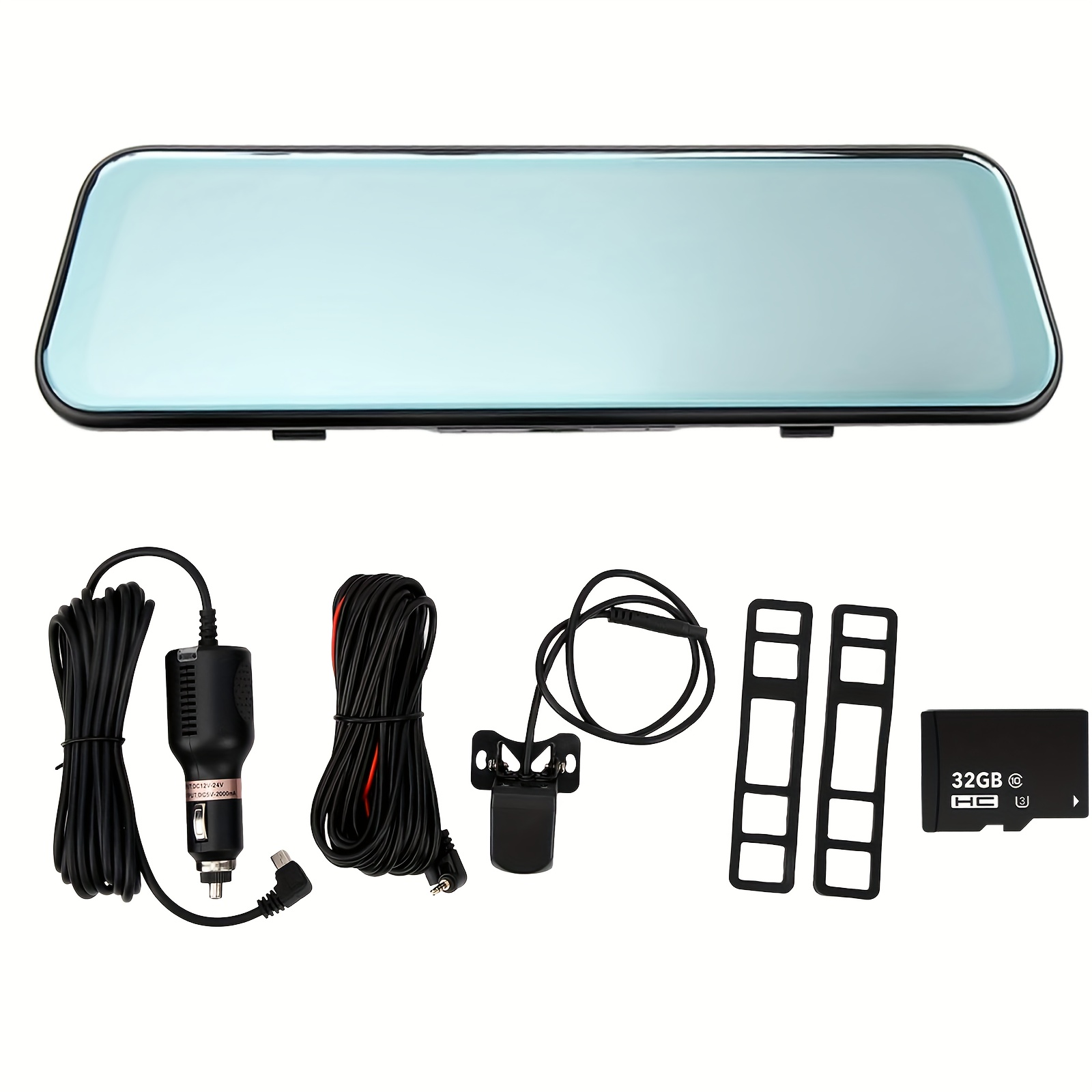 TEMU 10" Backup Camera, Full Hd Smart Rearview Mirror For Cars & Trucks, Front And Rear View Dual Cameras, Night , Parking Assistance, Included 32gb