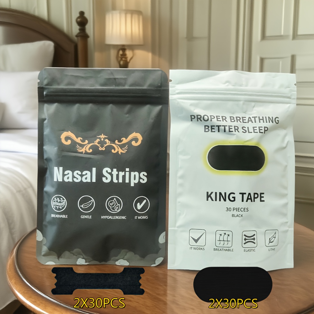 60pcs Deep Sleep Teeth Grinding Tape & 60pcs Enhanced Sticky Sports Nose Patches - Breathable, Strong Hold, Light Beige, Free Removal, for Sleep Apnea, Sensitive, Sleep Apnea Solution, Light Beige Protection, Breathable Material