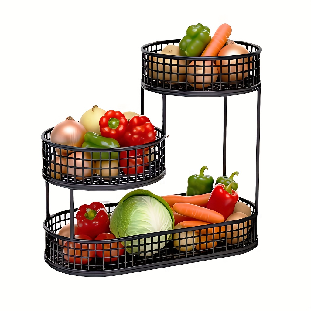 E-shop Großer eleganter mehrstöckiger Metall Obstkorb für Wohnzimmer-Couchtisch – Luxuriöses Snacktablett & Präsentationsregal, mehrschichtige