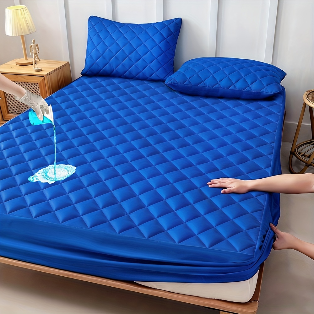 1pc Soft And Comfortable 100% Waterproof Mattress Protector, All-Season Cooling Breathable Noiseless Mattress Pad Cover, Thickened Quilted Mattress Protector Layered Fitted Sheet, Deep Pocket Up to 15