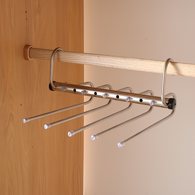 foldable pants rack multifunctional trouser hanger multi layer     pants clip wardrobe storage gadget for hanging pants details 7