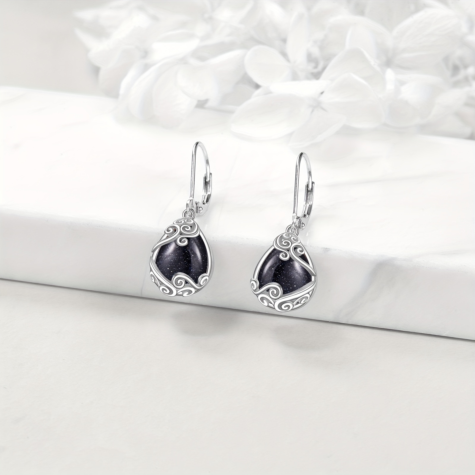 925 sterling   sandstone drop dangle teardrop earrings leverback earrings for women jewelry gifts Product details 0