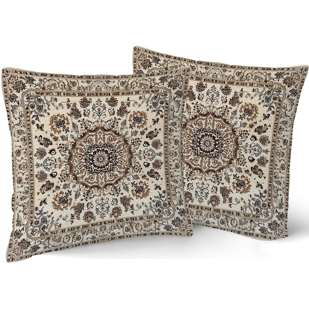 E-shop 2er-Set, weiche Plüsch-Kissenbezüge, orientalischer Bohème-Stil, dekorativer Kissenbezug mit Reißverschluss für Sofa und Bett,