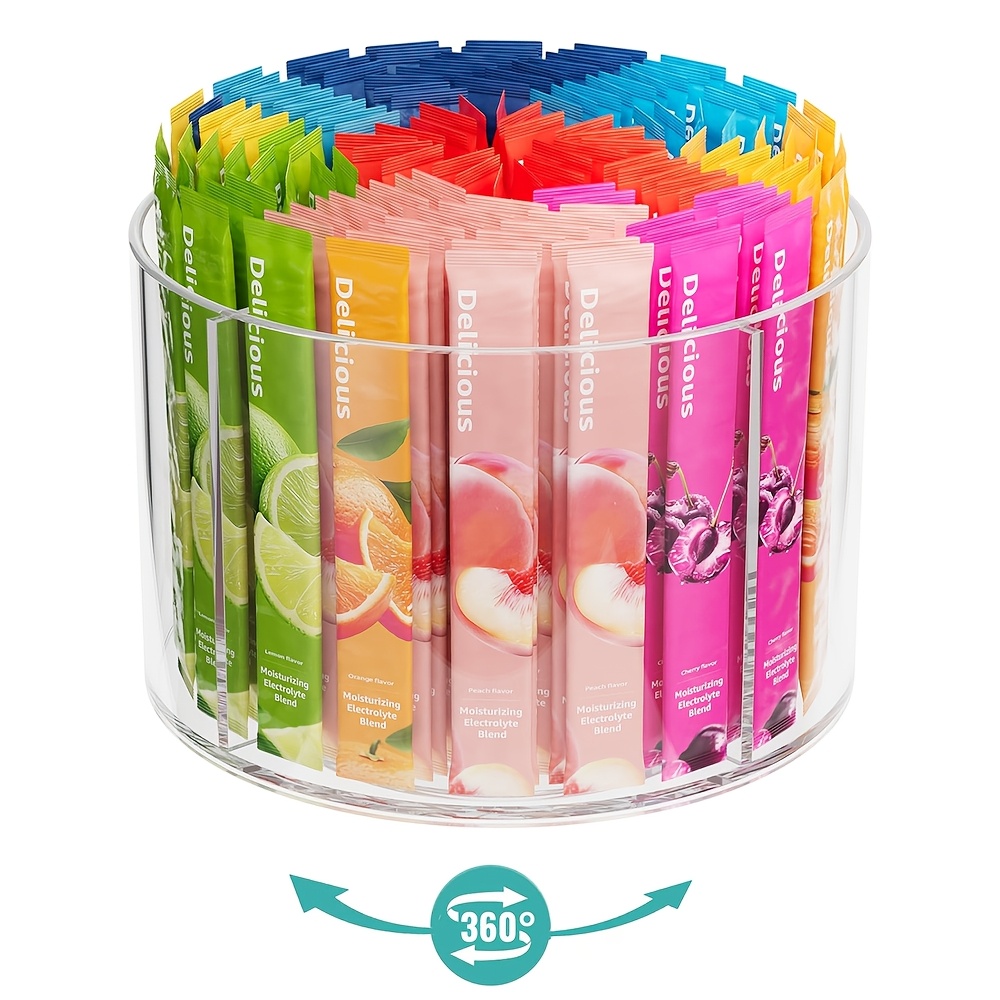 TEMU 1 Pack Clear Acrylic Rotating Tea Bag Holder, 4-compartment Divided Storage Caddy For Tea Bags, Coffee Stick Packets & Single-serve Drink Mixes,