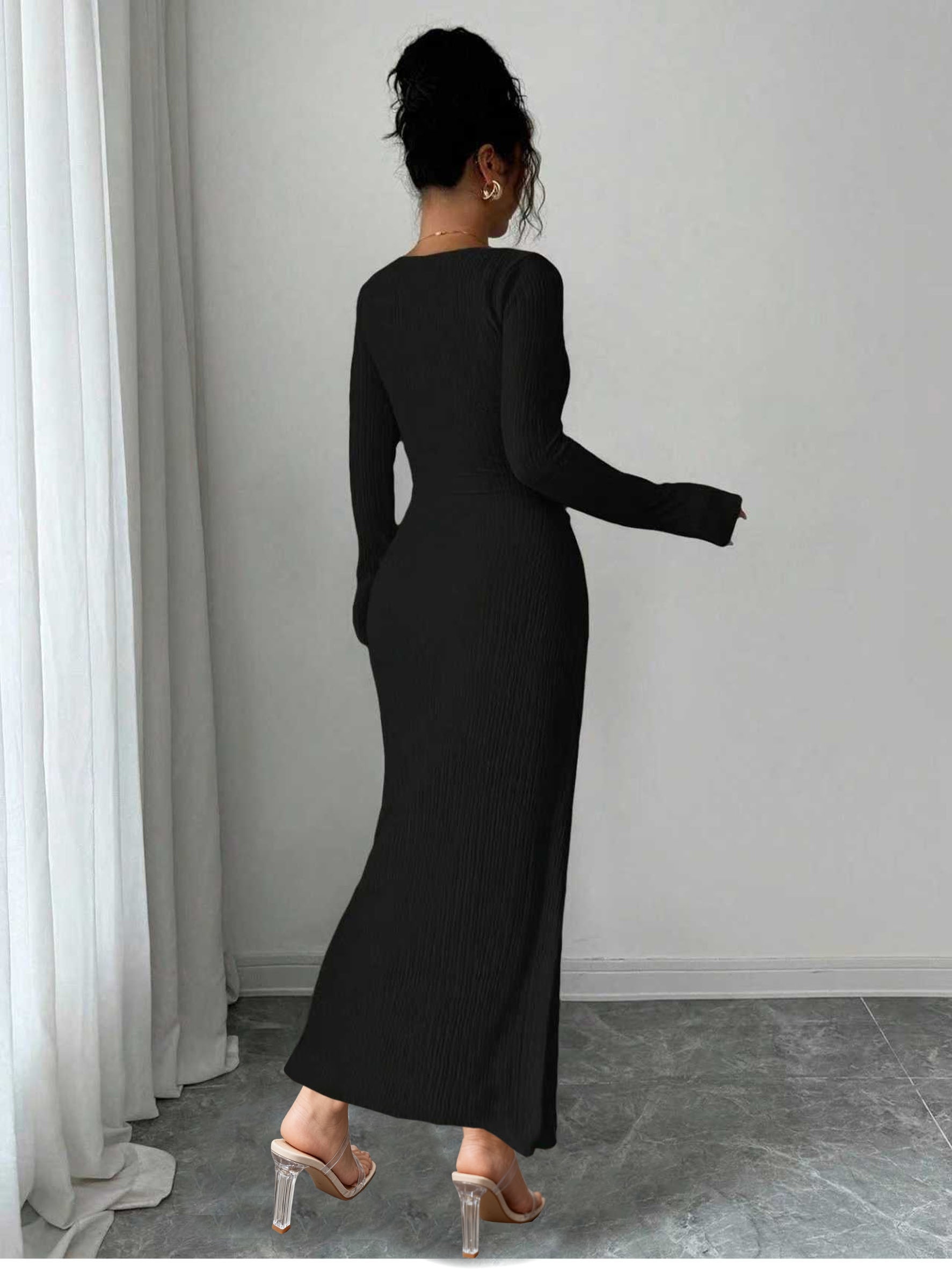 womens solid twist maxi dress irregular - Temu Mauritius